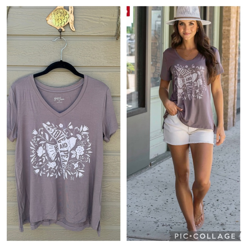 Grace & Lace Purple Graphic Relaxed T-Shirt